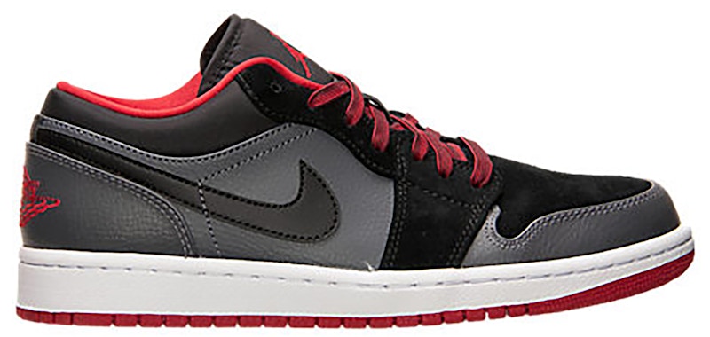 Jordan 1 Low Black Dark Grey Gym Red Men's - 553558-002
