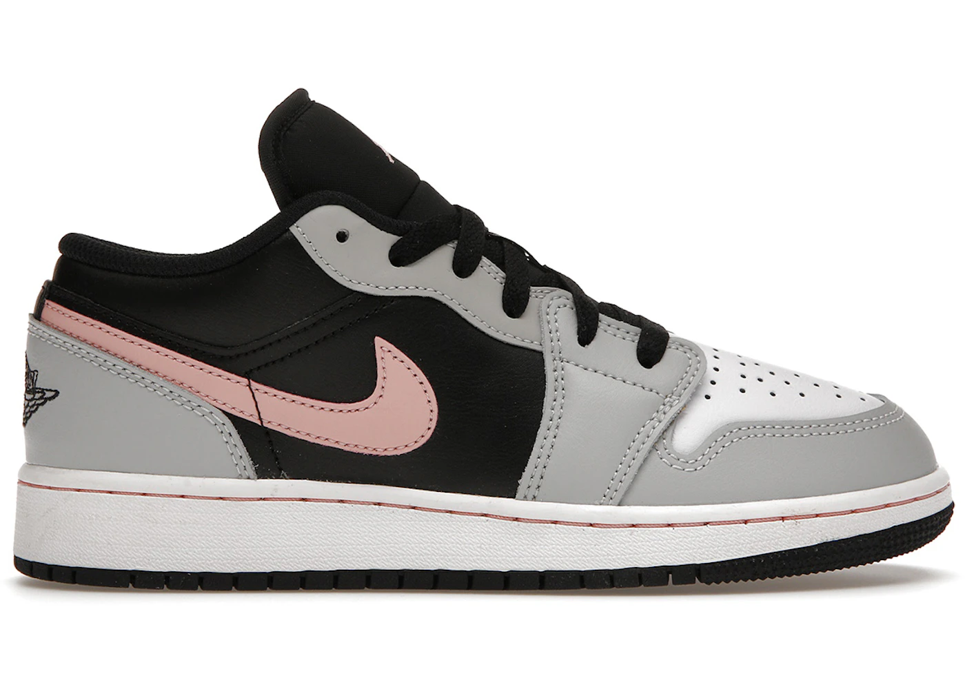Jordan 1 Low Black Grey Pink (GS) Men's - 553560-062