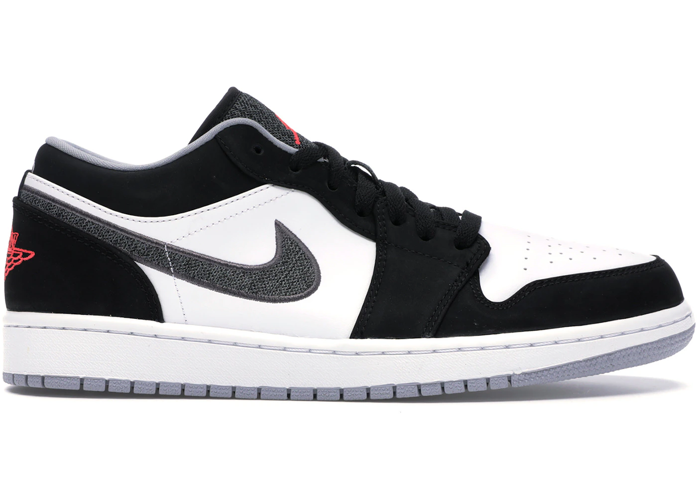 Jordan 1 Low Black White Wolf Grey Infrared 23 Men's - 553558-029