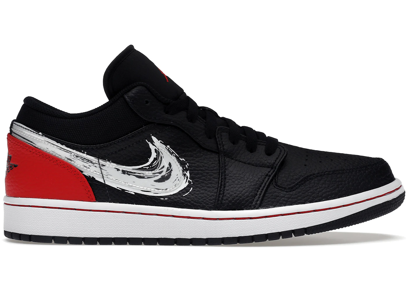 Jordan 1 Low Brushstroke Swoosh Black Men's - DA4659-001