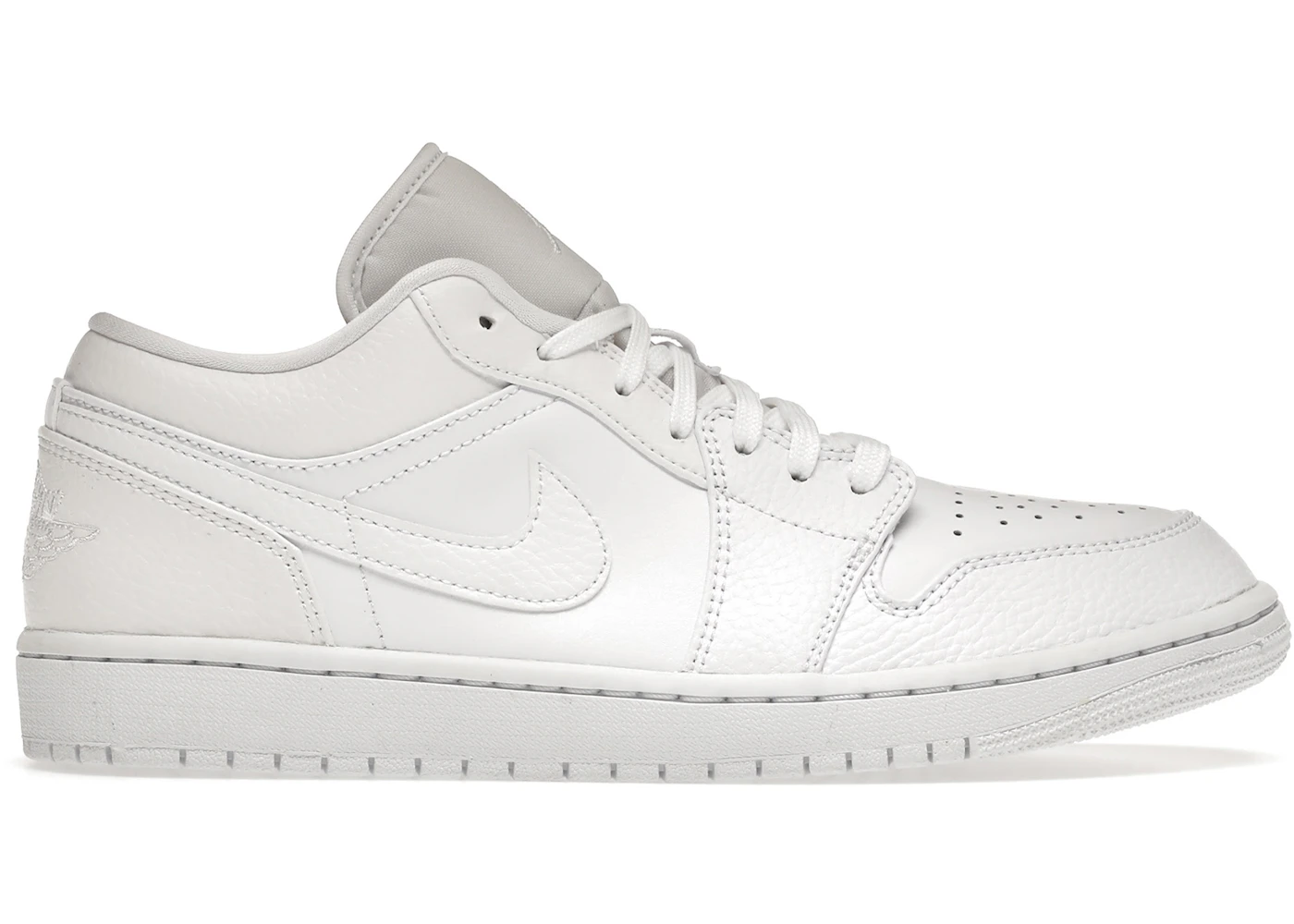 Jordan 1 Low Triple White Tumbled Leather Men's - 553558-130