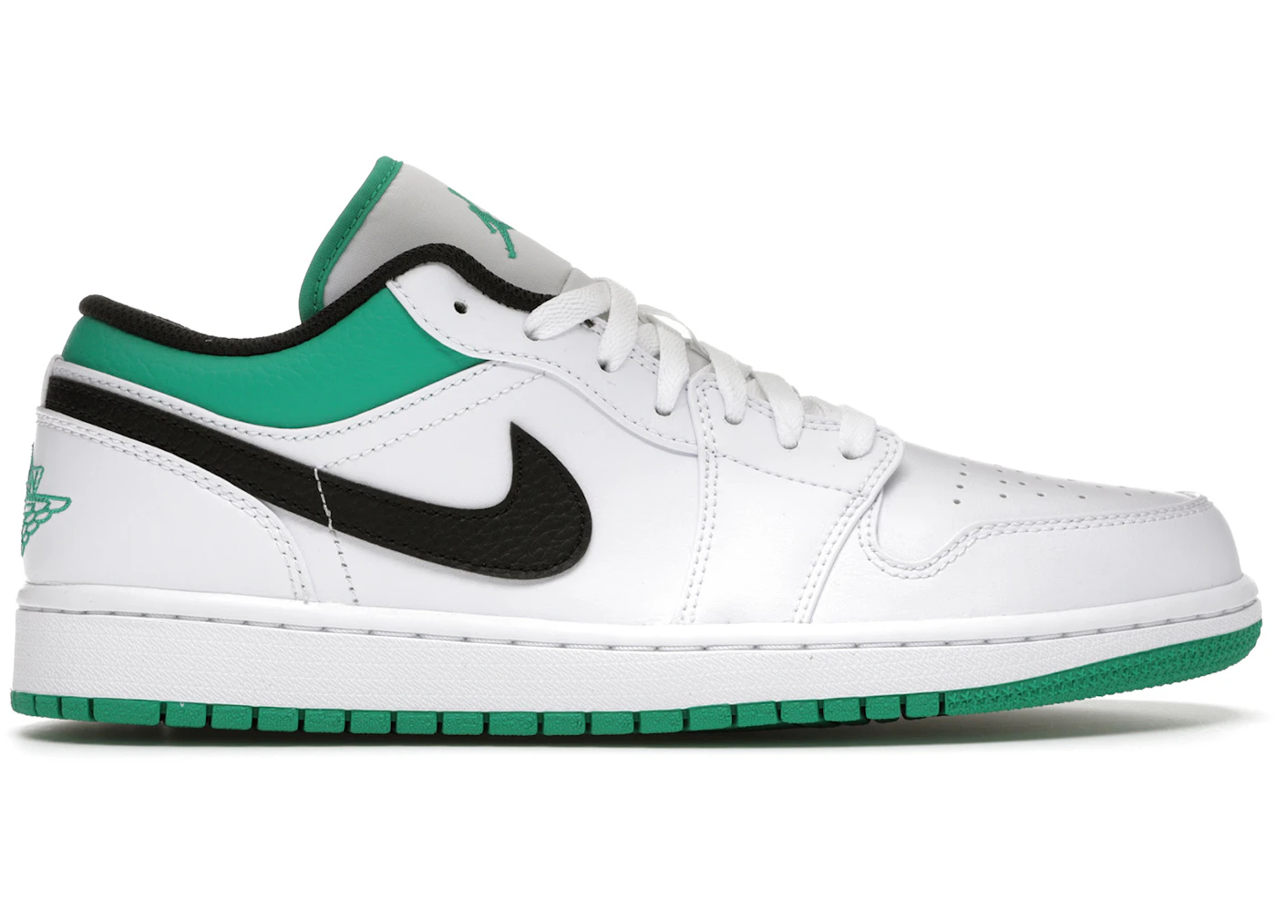 Jordan 1 Low White Lucky Green Black Men's - 553558-129