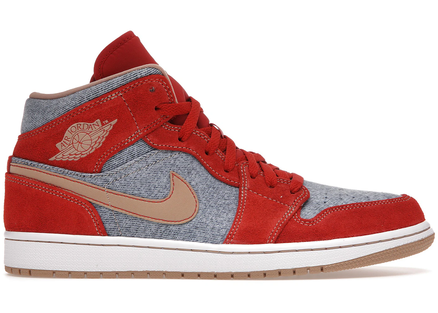 Jordan 1 Mid Denim Red Men's - DM4352-600