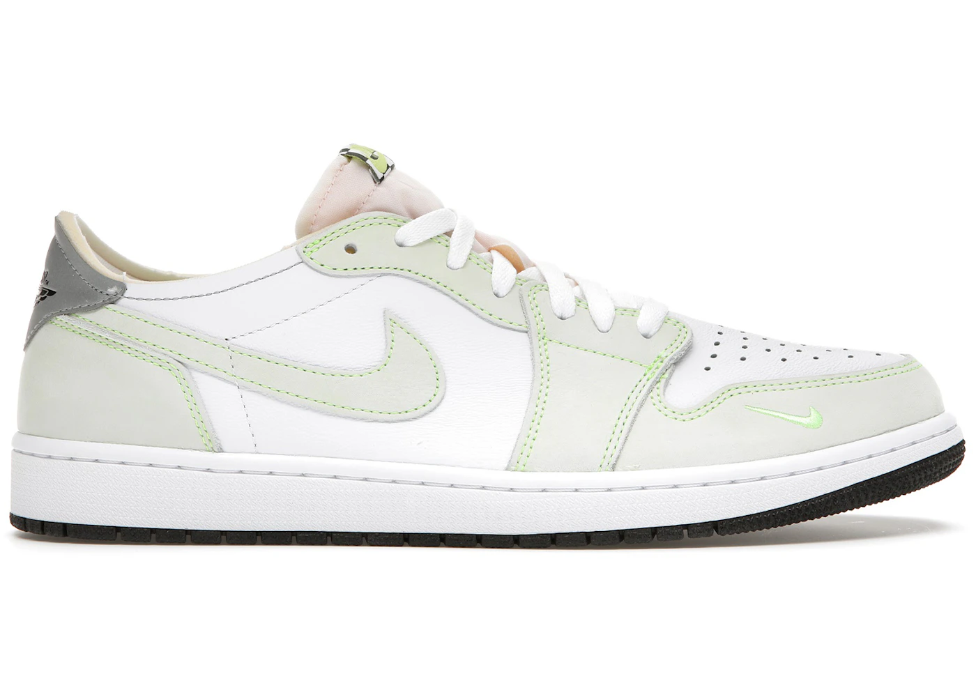 Jordan 1 Retro Low White Ghost Green Black Men's - DM7837-103