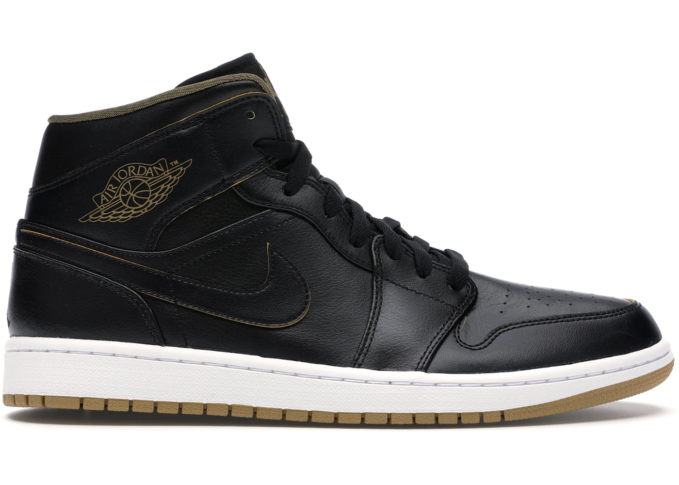 Jordan 1 Retro Mid Black Metallic Gold Men's - 554724-042