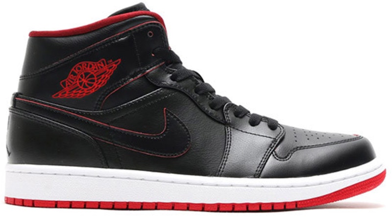 Jordan 1 Retro Mid Black Red White Men's - 554724-028