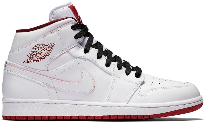 Jordan 1 Retro Mid White Gym Red Black Men's - 554724-103